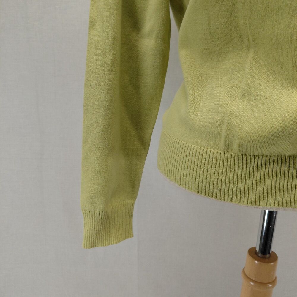 Lands End LS crewneck cotton blend sweater lime green SZ XLP - Picture 5 of 7